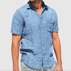 Faherty Linen button up shirt size small blue